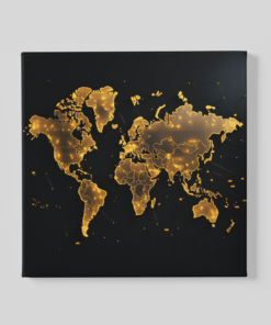 Wereldkaart Goud Canvas Schilderij