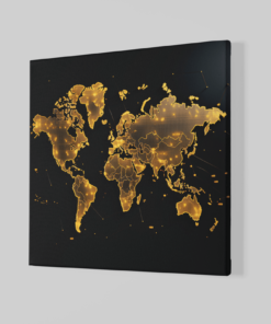 Alternative view of Wereldkaart Goud Canvas Schilderij
