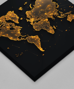 OEFE 1083 wereldkaar goud bruin canvas schilderij vierkant b 1