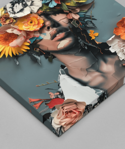 OEFE 1084 de bloemen vrouw canvas schilderij vierkant d 1