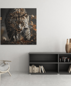 OEFE 1085 dieren luipaard canvas schilderij vierkant c