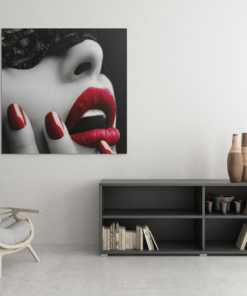 OEFE 1094 rode make up canvas schilderij vierkant d