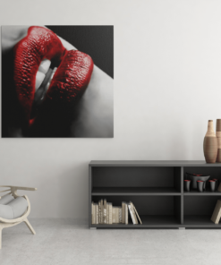 OEFE 1095 rode lippen canvas schilderij vierkant d