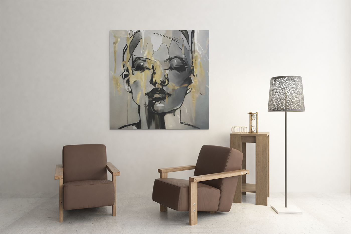 OEFE 1114 vrouw portret abstract canvas schilderij e