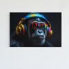 ALIVA 1217 aap met koptelefoon canvas schilderij rechthoek a
