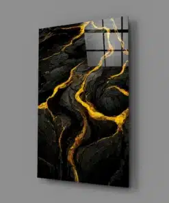 glasschilderij abstract zwart goud marmer schilderij DSG 1048 a