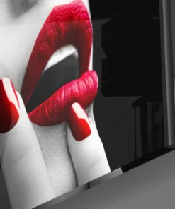 Alternative view of Rode make-up Vrouw Glasschilderij