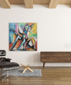 OEFE 1111 abstracte dieren kat canvas schilderij a min