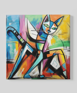 Abstracte Dieren Kat Canvas Schilderij
