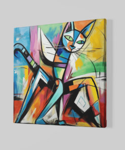 Alternative view of Abstracte Dieren Kat Canvas Schilderij