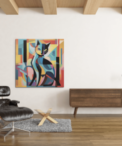 Abstracte Kat Canvas Schilderij - Afbeelding 3