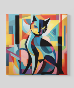 Abstracte Kat Canvas Schilderij