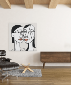OEFE 1113 abstracte vrouwen canvas schilderij a min