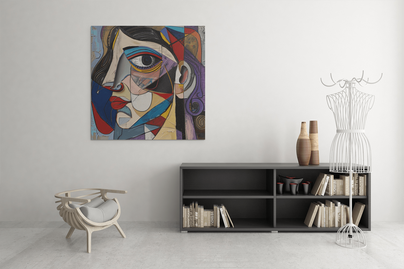 OEFE 1115 menselijke gezicht canvas schilderij c 1