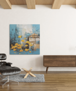 OEFE 1121 kunst gele bloemen canvas schilderij b