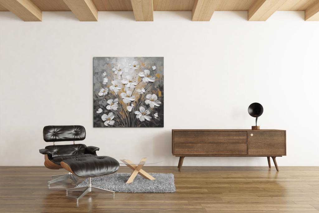 OEFE 1123 witte madeliefjes canvas schilderij b