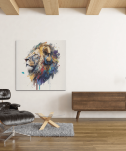 OEFE 1134 leeuw met koptelefoon canvas schilderij c
