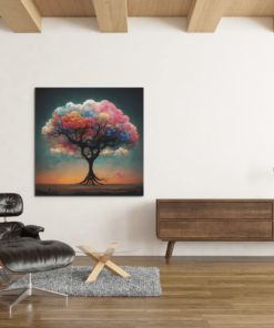Levensboom Kleurrijk Canvas Schilderij - Afbeelding 3