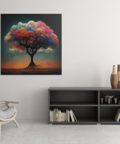 Levensboom Kleurrijk Canvas Schilderij - Afbeelding 4