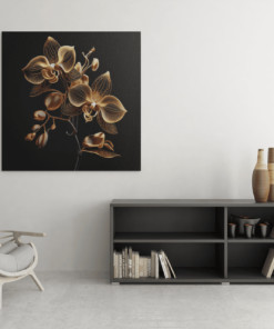 Gouden Orchidee Canvas Schilderij - Afbeelding 4