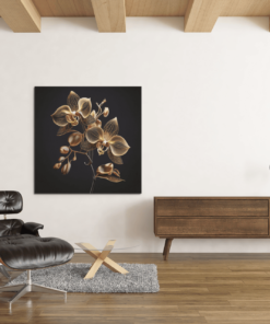 Gouden Orchidee Canvas Schilderij - Afbeelding 3
