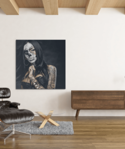 OEFE 1159 vrouw enge tatoeage canvas schilderij b
