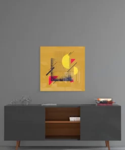 Abstract Vormen Geel Glasschilderij - Afbeelding 4