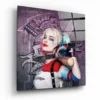 harley quinn glasschilderij vierkant KGLS 7048 b