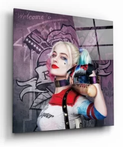 Harley Quinn Glasschilderij