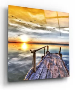 Landschap Zonsondergang Glasschilderij