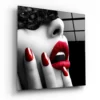 rode make up vrouw glasschilderij KGLS 2031 b