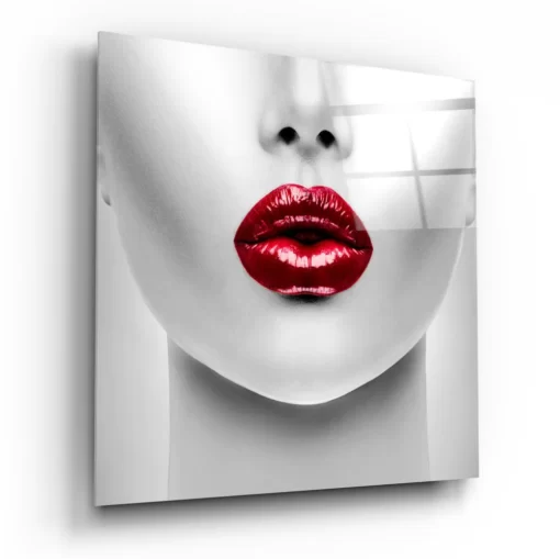 vrouw met rode lippen glasschilderij KGLS 2032 b