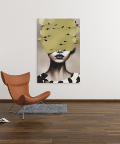 ALIVA 1230 canvas schilderij vrouw abstract goud grijs b