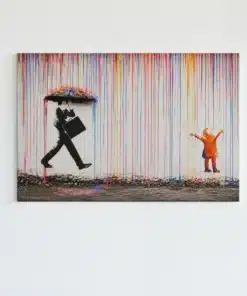 Banksy Kleurrijke Regen Canvas Schilderij