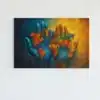 ALIVA 1188 wereldkaart op handen canvas schilderij horizontaal