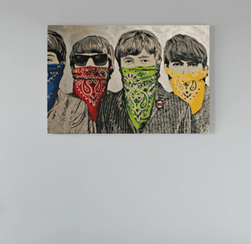 ALIVA 1189 banksy beatles bandanas canvas schilderij horizontaal a