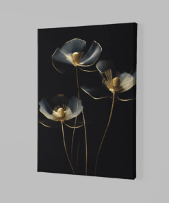 ALIVA 1203 bloemen zwart goud canvas schilderij b