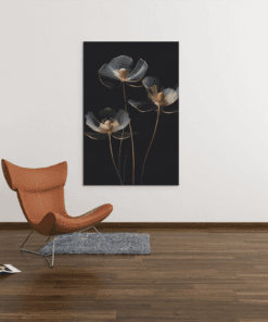 ALIVA 1203 bloemen zwart goud canvas schilderij d