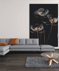 ALIVA 1203 bloemen zwart goud canvas schilderij e