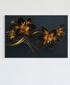 Gouden Bloemen Canvas Schilderij