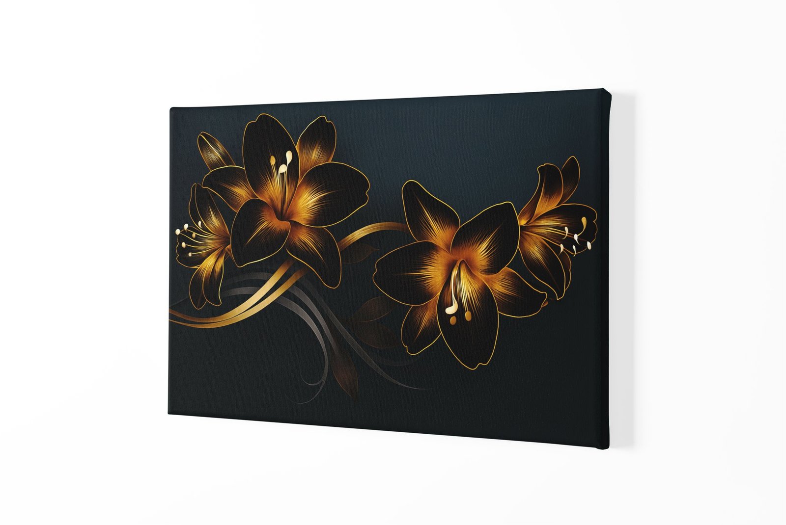 Gouden Bloemen Canvas Schilderij - Afbeelding 2