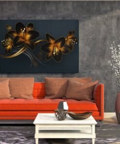 ALIVA 1211 gouden bloemen canvas schilderij c 1