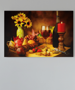 Wijn en Vruchten Canvas Schilderij