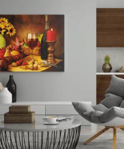 ALIVA 1246 wijn en vruchten canvas schilderij b