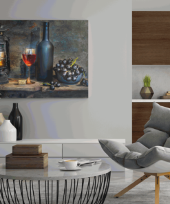 ALIVA 1248 wijndruiven en zaklamp canvas schilderij c