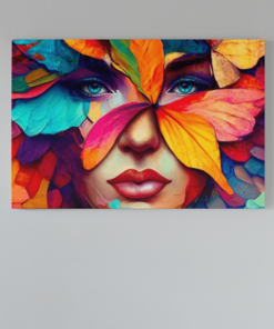 Vrouw Kleurrijk Canvas Schilderij