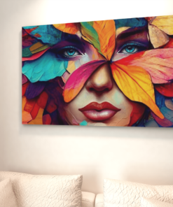 Vrouw Kleurrijk Canvas Schilderij - Afbeelding 3