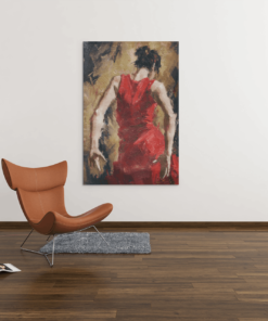 ALIVA 1258 vrouw in rode jurk canvas schilderij a