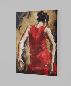 ALIVA 1258 vrouw in rode jurk canvas schilderij b