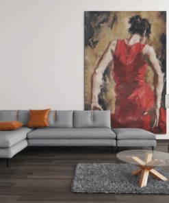 ALIVA 1258 vrouw in rode jurk canvas schilderij d
